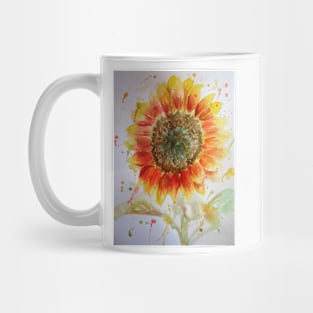 Sunflower Watercolor Painting red yellow floral art Mug